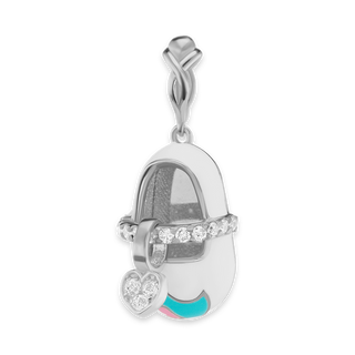 White and Blue Baby Shoe with CZ's (28 x 10mm)