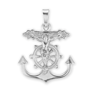 ITI NYC Mariner Anchor Crucifix Pendant in Sterling Silver