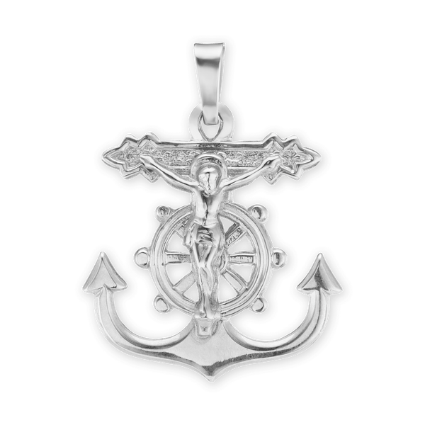 ITI NYC Mariner Anchor Crucifix Pendant in Sterling Silver