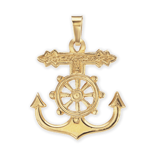 ITI NYC Mariner Anchor Cross Pendant in 14K Gold