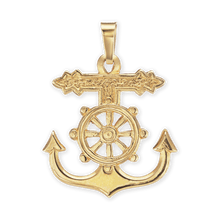 Load image into Gallery viewer, ITI NYC Mariner Anchor Cross Pendant in 14K Gold
