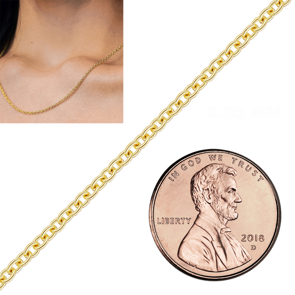 Bulk / Spooled Medium Round Cable Chain in 10K Yellow Gold (0.95 mm - 2.00 mm)