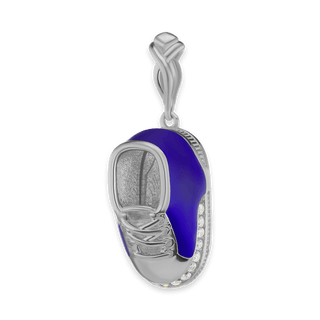 Blue Baby Shoe Charm with CZ's (28 x 10mm)
