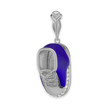 Load image into Gallery viewer, Blue Baby Shoe Charm with CZ's (28 x 10mm)
