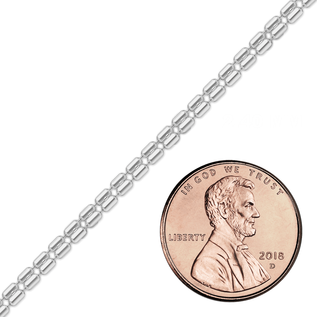 Bulk / Spooled Double Cylinder Bead Chain in Sterling Silver (2.40 mm)