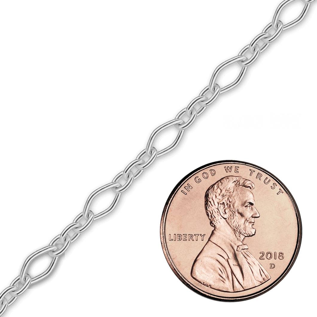 Bulk / Spooled Fancy Cable Chain in Sterling Silver (3.60 mm)