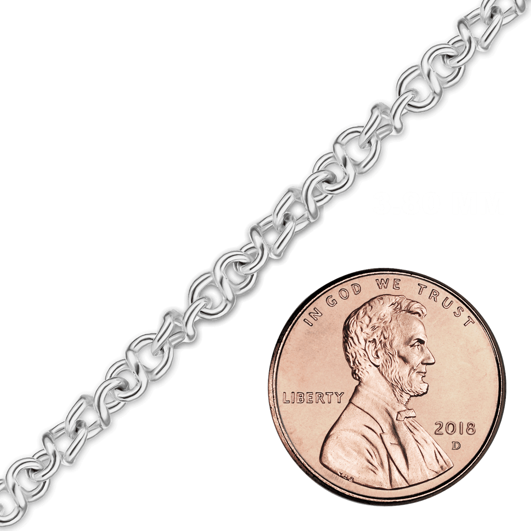Bulk / Spooled Fancy Twist Cable Chain in Sterling Silver (3.80 mm)