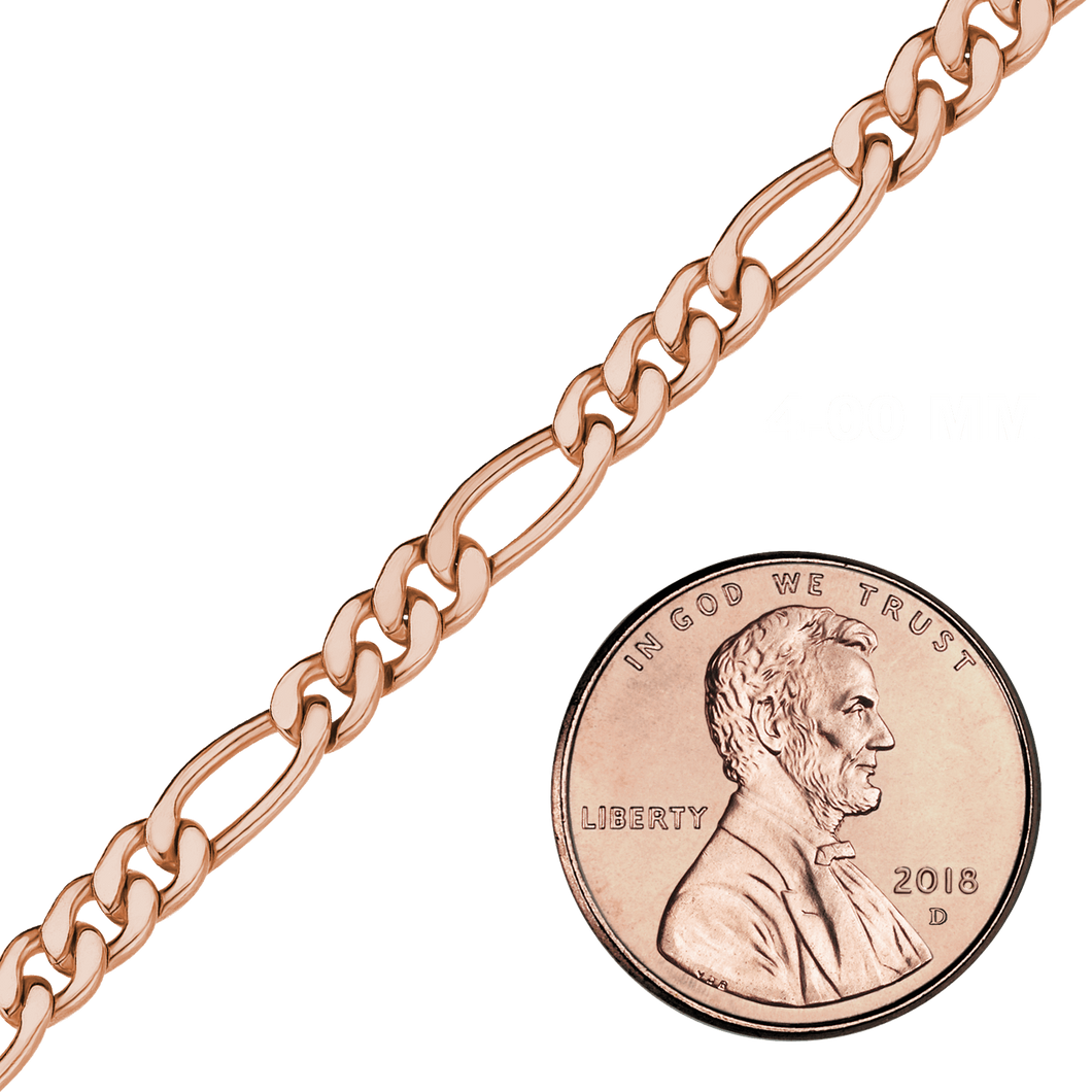 Bulk / Spooled Classic Figaro Chain in 14K Rose Gold-Filled (4.00 mm)