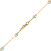 Finished Diamond by the Yard Cable Chain Anklet in 14K Yellow Gold with Aquamarine Stones