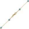 Finished Diamond by the Yard Cable Chain Anklet in 14K Yellow Gold with Blue Topaz Stones