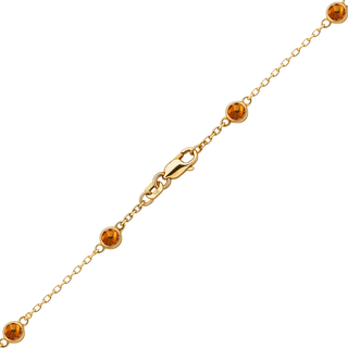 Finished Diamond by the Yard Cable Chain Anklet in 14K Yellow Gold with Citrine Stones