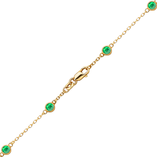Finished Diamond by the Yard Cable Chain Anklet in 14K Yellow Gold with Emerald Stones