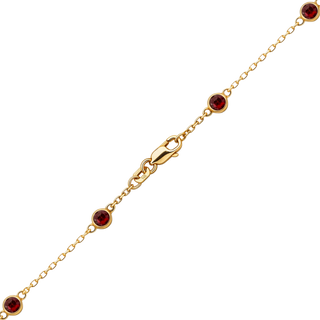 Finished Diamond by the Yard Cable Chain Necklace in 14K Yellow Gold with Garnet Stones
