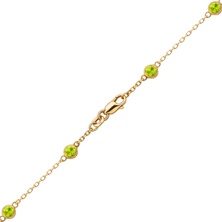 Finished Diamond by the Yard Cable Chain Anklet in 14K Yellow Gold with Peridot Stones