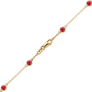 Finished Diamond by the Yard Cable Chain Necklace in 14K Yellow Gold with Ruby Stones