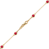 Finished Diamond by the Yard Cable Chain Anklet in 14K Yellow Gold with Ruby Stones