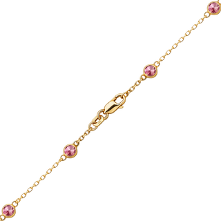 Finished Diamond by the Yard Cable Chain Necklace in 14K Yellow Gold with Tourmaline Stones