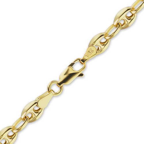 Greenwich Village Puffed Mariner Link Anklet in 14K Yellow Gold