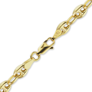 Greenwich Village Puffed Mariner Link Anklet in 14K Yellow Gold
