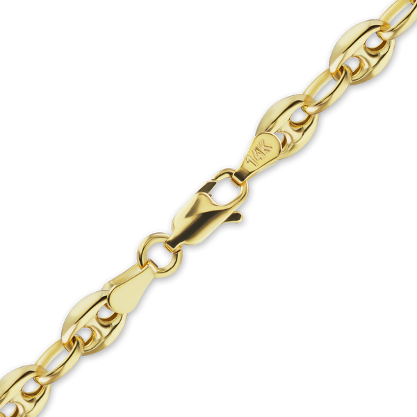 Greenwich Village Puffed Mariner Link Necklace in 14K Yellow Gold