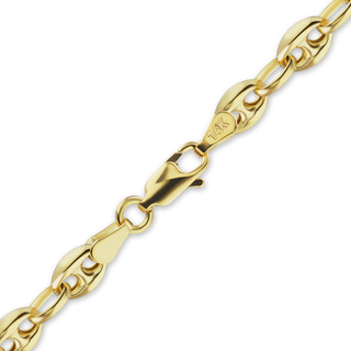 Greenwich Village Puffed Mariner Link Necklace in 14K Yellow Gold