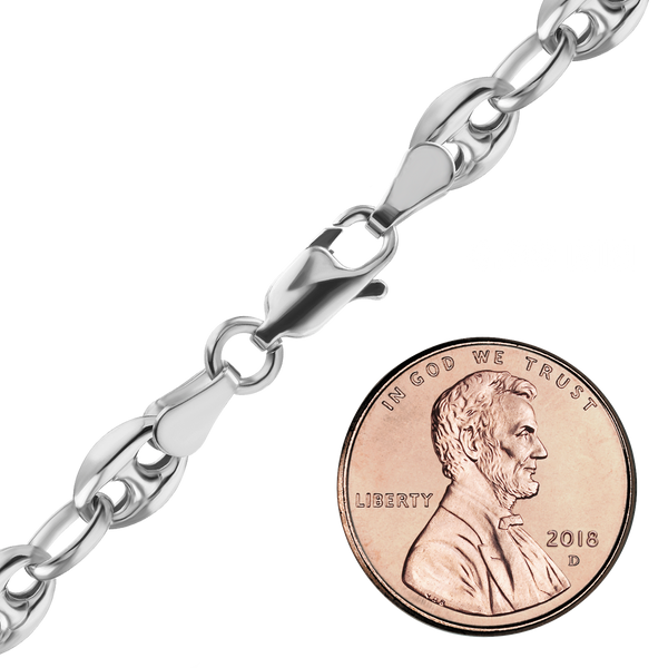Greenwich Village Puffed Mariner Link Semi-Solid Chain Necklace in Sterling Silver
