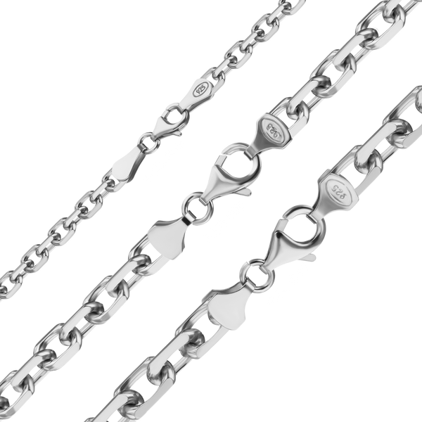 Delancey St. Diamond Cut Cable Chain Anklet in Sterling Silver