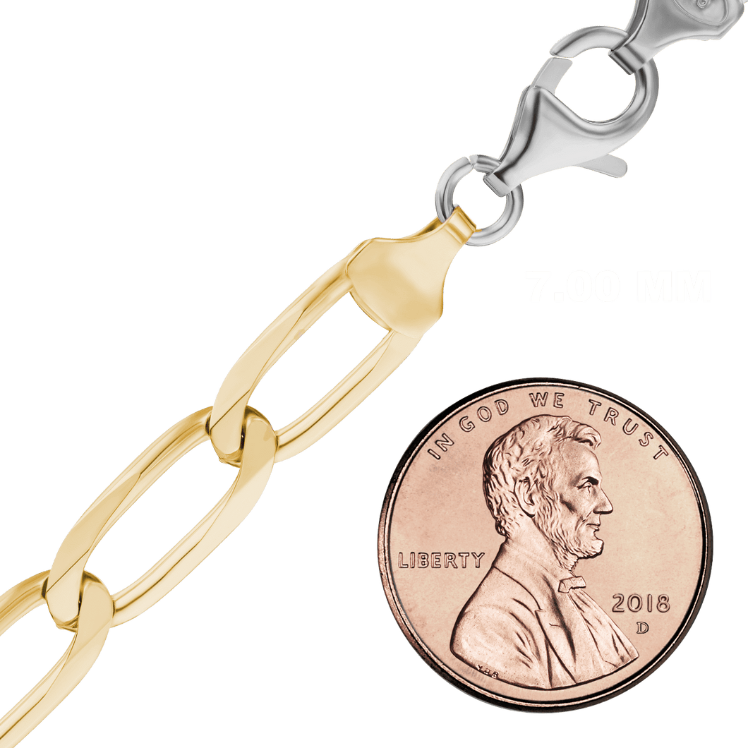 East Bowery Curb Chain Necklace in Sterling Silver 18K Gold Two Tone Finish