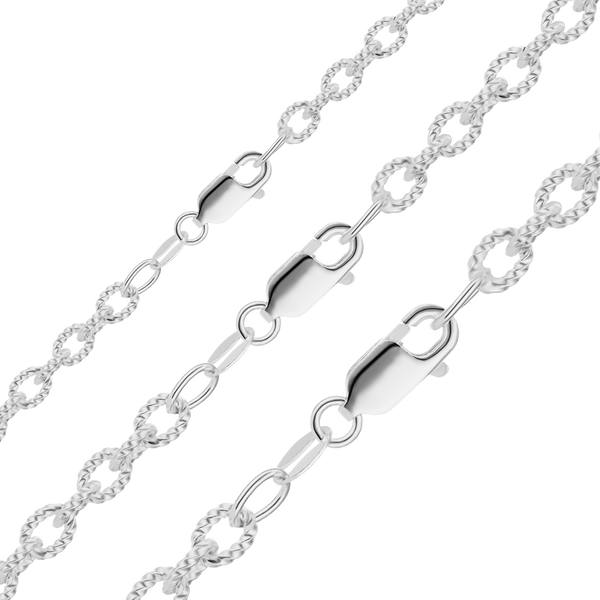Foley Square Round Textured Cable Chain Necklace in Sterling Silver