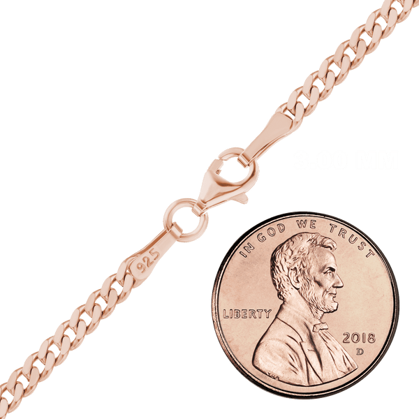 Bowery Curb Chain Necklace in Sterling Silver 18K Pink Gold Finish