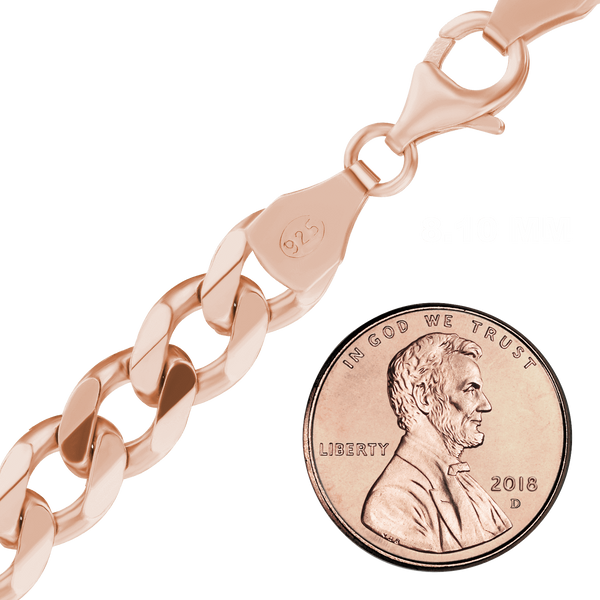 Bowery Curb Chain Necklace in Sterling Silver 18K Pink Gold Finish