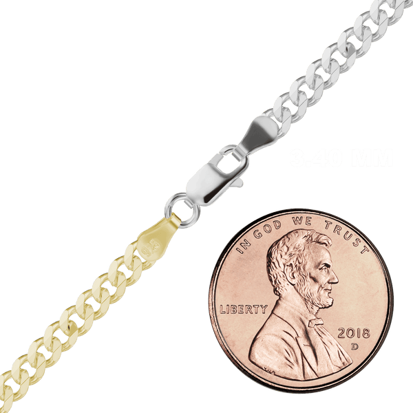 Bowery Curb Chain Necklace in Sterling Silver 18K Yellow Gold Two Tone Finish