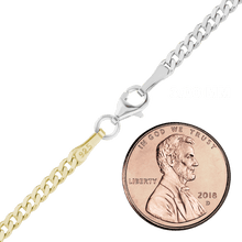 Load image into Gallery viewer, Bowery Curb Chain Necklace in Sterling Silver 18K Yellow Gold Two Tone Finish
