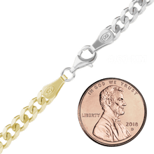 Load image into Gallery viewer, Bowery Curb Chain Necklace in Sterling Silver 18K Yellow Gold Two Tone Finish

