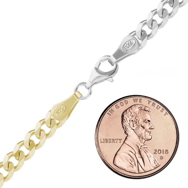 Bowery Curb Chain Necklace in Sterling Silver 18K Yellow Gold Two Tone Finish