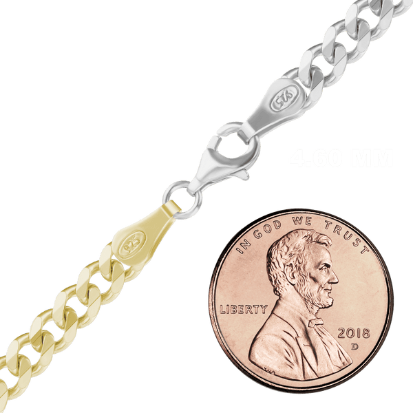 Bowery Curb Chain Necklace in Sterling Silver 18K Yellow Gold Two Tone Finish