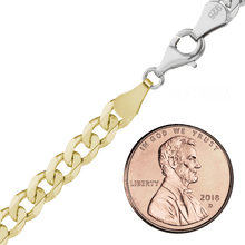 Load image into Gallery viewer, Bowery Curb Chain Necklace in Sterling Silver 18K Yellow Gold Two Tone Finish
