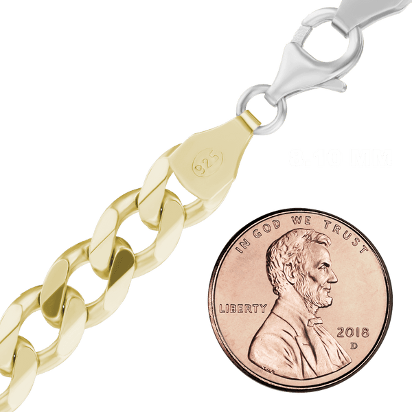 Bowery Curb Chain Necklace in Sterling Silver 18K Yellow Gold Two Tone Finish