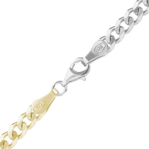 Bowery Curb Chain Necklace in Sterling Silver 18K Yellow Gold Two Tone Finish
