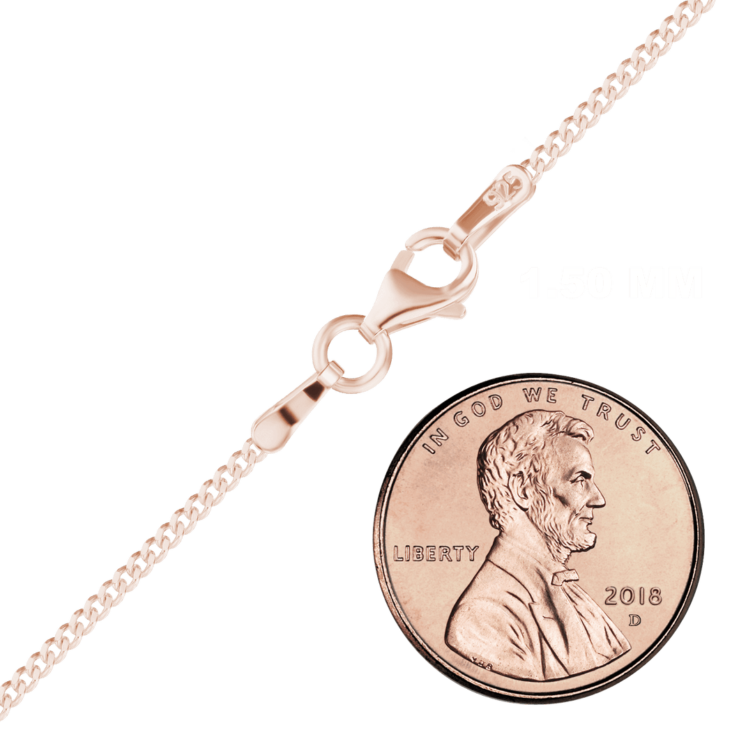 Bowery Curb Chain Necklace in Sterling Silver 18K Pink Gold Finish