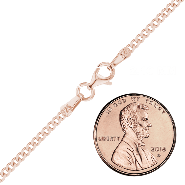 Bowery Curb Chain Necklace in Sterling Silver 18K Pink Gold Finish