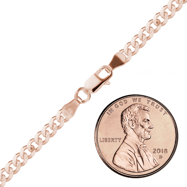 Bowery Curb Chain Necklace in Sterling Silver 18K Pink Gold Finish
