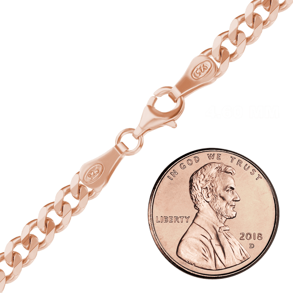 Bowery Curb Chain Necklace in Sterling Silver 18K Pink Gold Finish