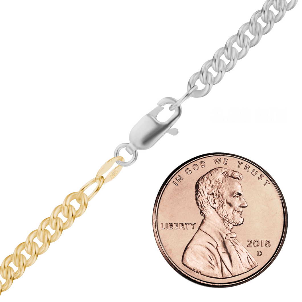 Chrystie St. Curb Chain Necklace in Sterling Silver 18K Yellow Gold Two Tone Finish