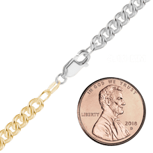 Load image into Gallery viewer, Chrystie St. Curb Chain Necklace in Sterling Silver 18K Yellow Gold Two Tone Finish
