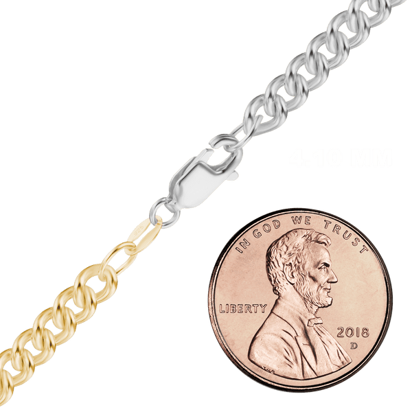 Chrystie St. Curb Chain Necklace in Sterling Silver 18K Yellow Gold Two Tone Finish