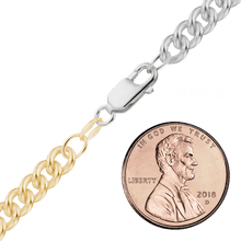 Load image into Gallery viewer, Chrystie St. Curb Chain Necklace in Sterling Silver 18K Yellow Gold Two Tone Finish
