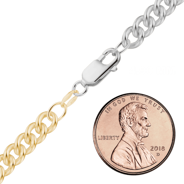 Chrystie St. Curb Chain Necklace in Sterling Silver 18K Yellow Gold Two Tone Finish