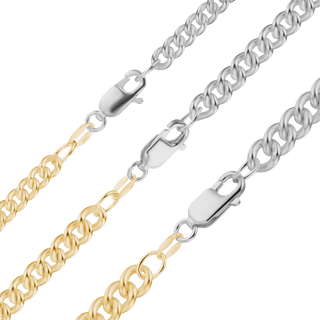 Chrystie St. Curb Chain Necklace in Sterling Silver 18K Yellow Gold Two Tone Finish