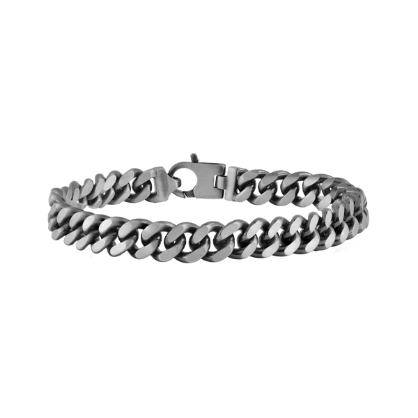 Bowery Cuban Curb Bracelet in Sterling Silver Black Ruthenium Finish